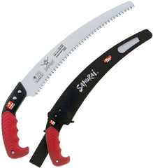 Samurai Kanzawa Ichigeki front view showing curved blade and orange grip for efficient pruning