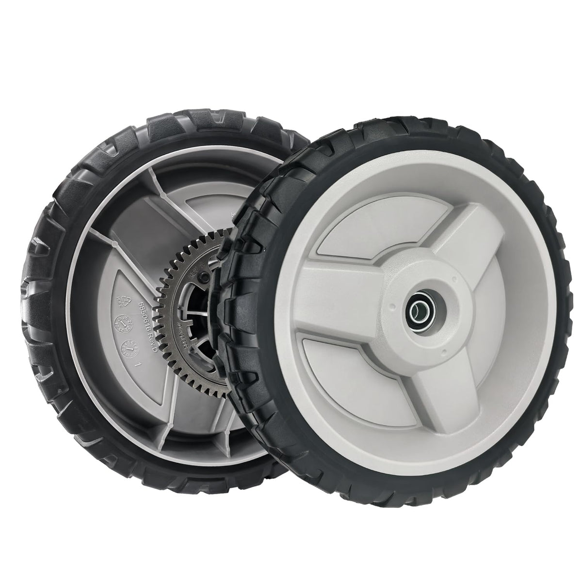 sanbaiyi front wheel assembly close-up showing fit and sturdy construction