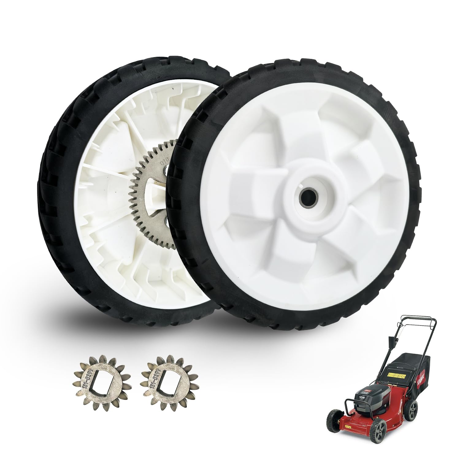 sanbaiyi front view of 8 inch wheel showing tread and hub for reliable traction