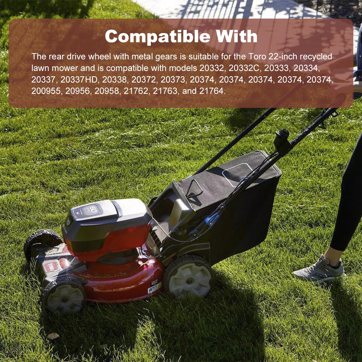 sanbaiyi wheel mounted on mower axle demonstrating straightforward installation benefit