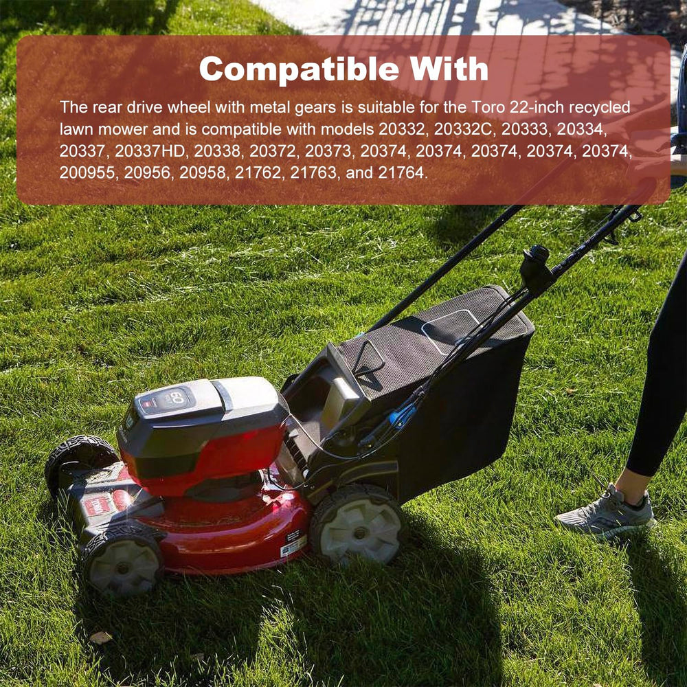 sanbaiyi wheel mounted on mower axle demonstrating straightforward installation benefit
