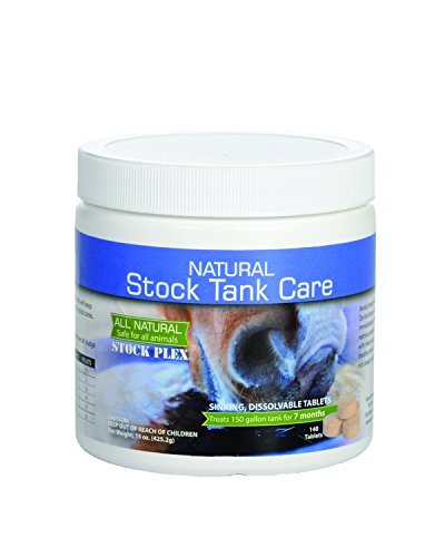 Sanco Industries jar of stock tank tablets shown front view, easy dosing benefit