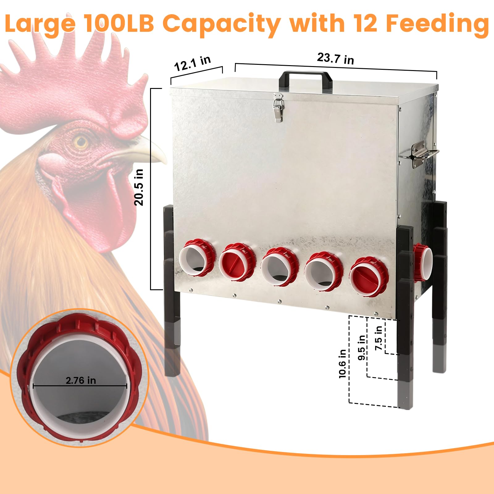 Sancunhui close-up of 12 feeding ports minimizing waste for flock efficiency