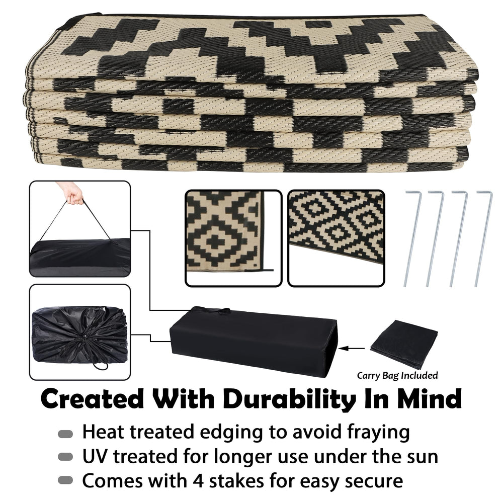 SAND MINE rug folded and stored in carrying bag for easy transport and storage
