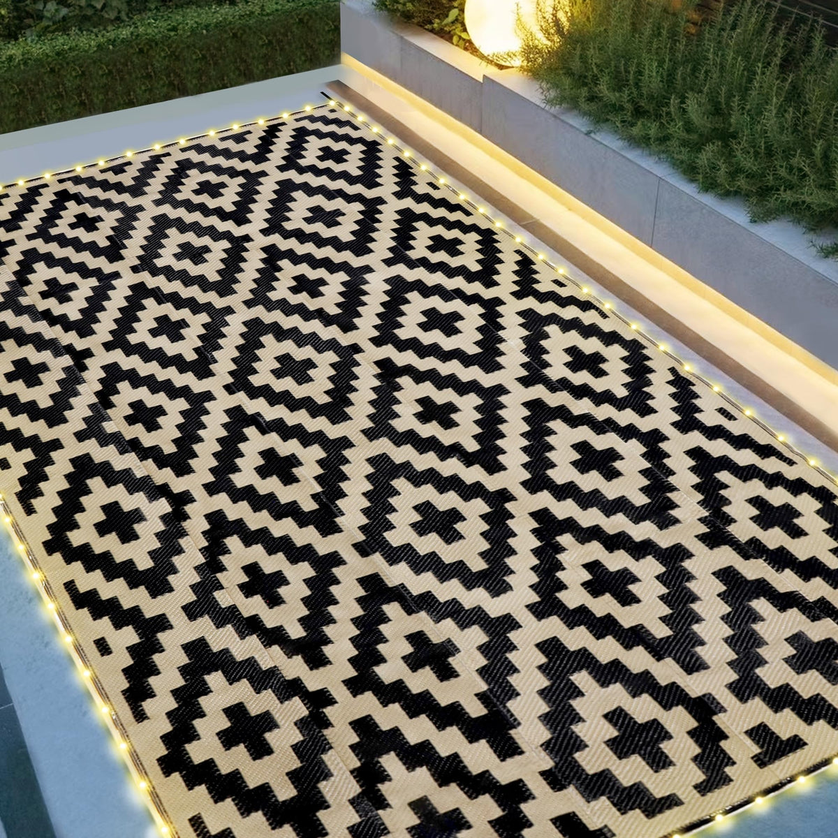 SAND MINE mat front view showing black and beige design and durability