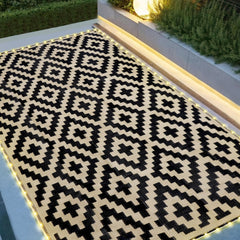 SAND MINE mat front view showing black and beige design and durability