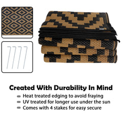 SAND MINE outdoor mat under patio furniture demonstrating protected flooring