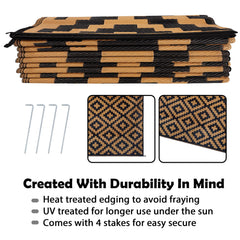 SAND MINE mat under patio furniture creating defined outdoor living area and comfort
