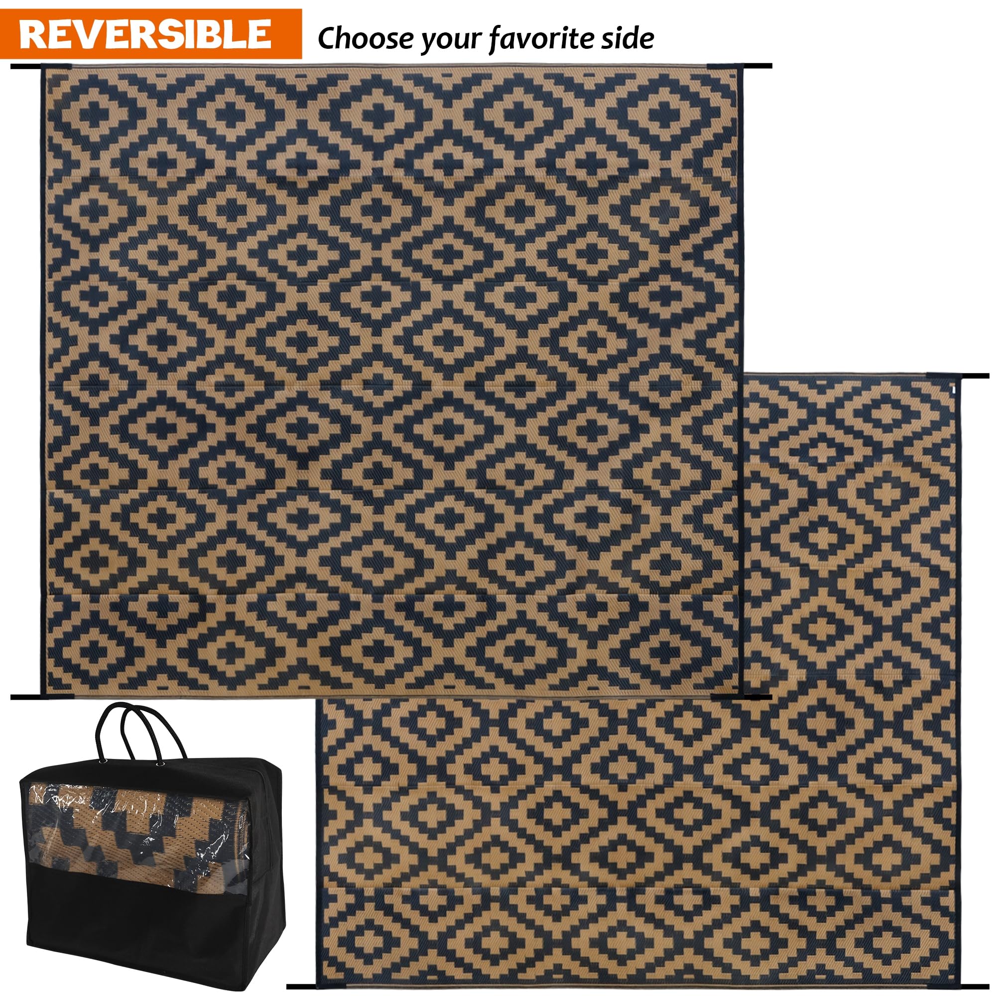 SAND MINE reversible rug showing both sides for flexible styling options