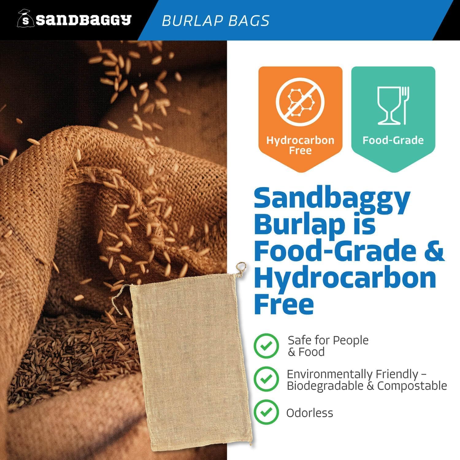 Sandbaggy sack in garden harvest scene showing eco-friendly storage use