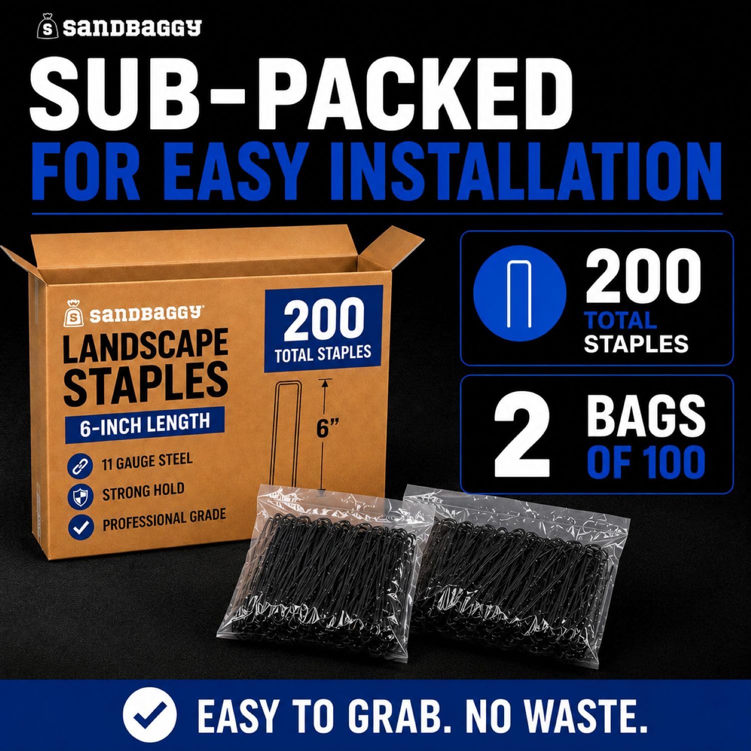 Sandbaggy staples beside ruler showing six-inch length for accurate planning
