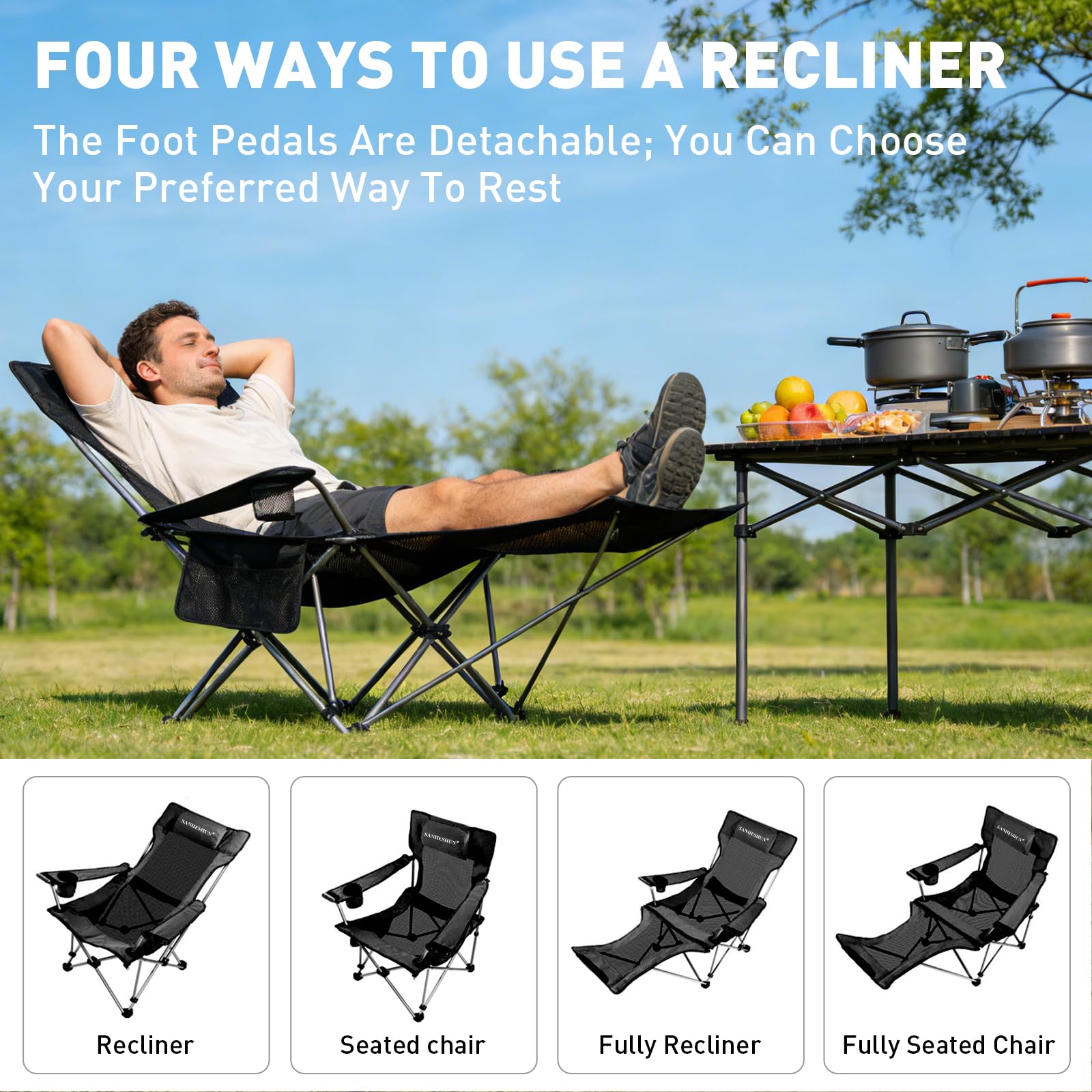 sanheshun oversized cup holder and side pocket keeping drinks and phone accessible