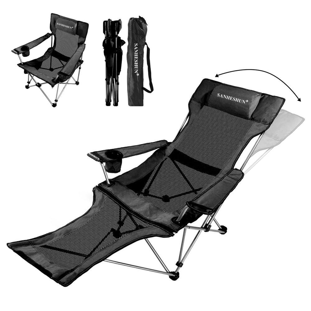 sanheshun front view showing open chair and reclining positions for versatile comfort