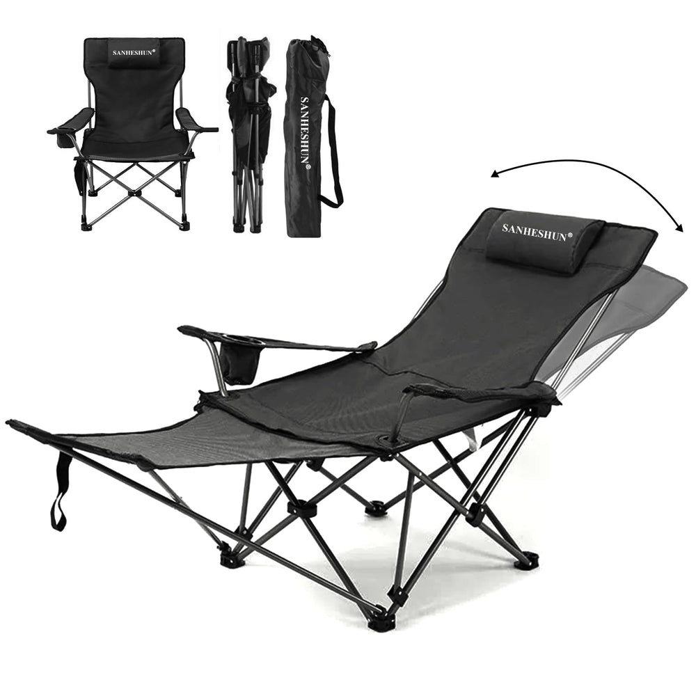 sanheshun front view showing chair folded open and stable seating benefit