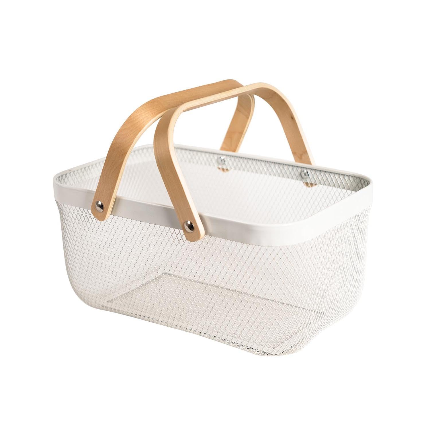 SANHSEHOME front view showing full basket and tidy silhouette for organized storage