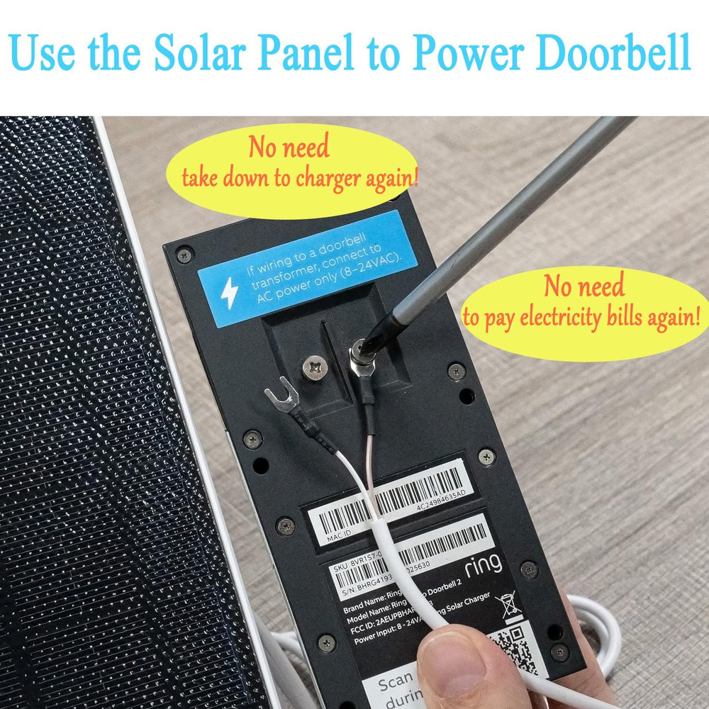 SANKABA solar panel connected to Ring doorbell showing continuous power benefit