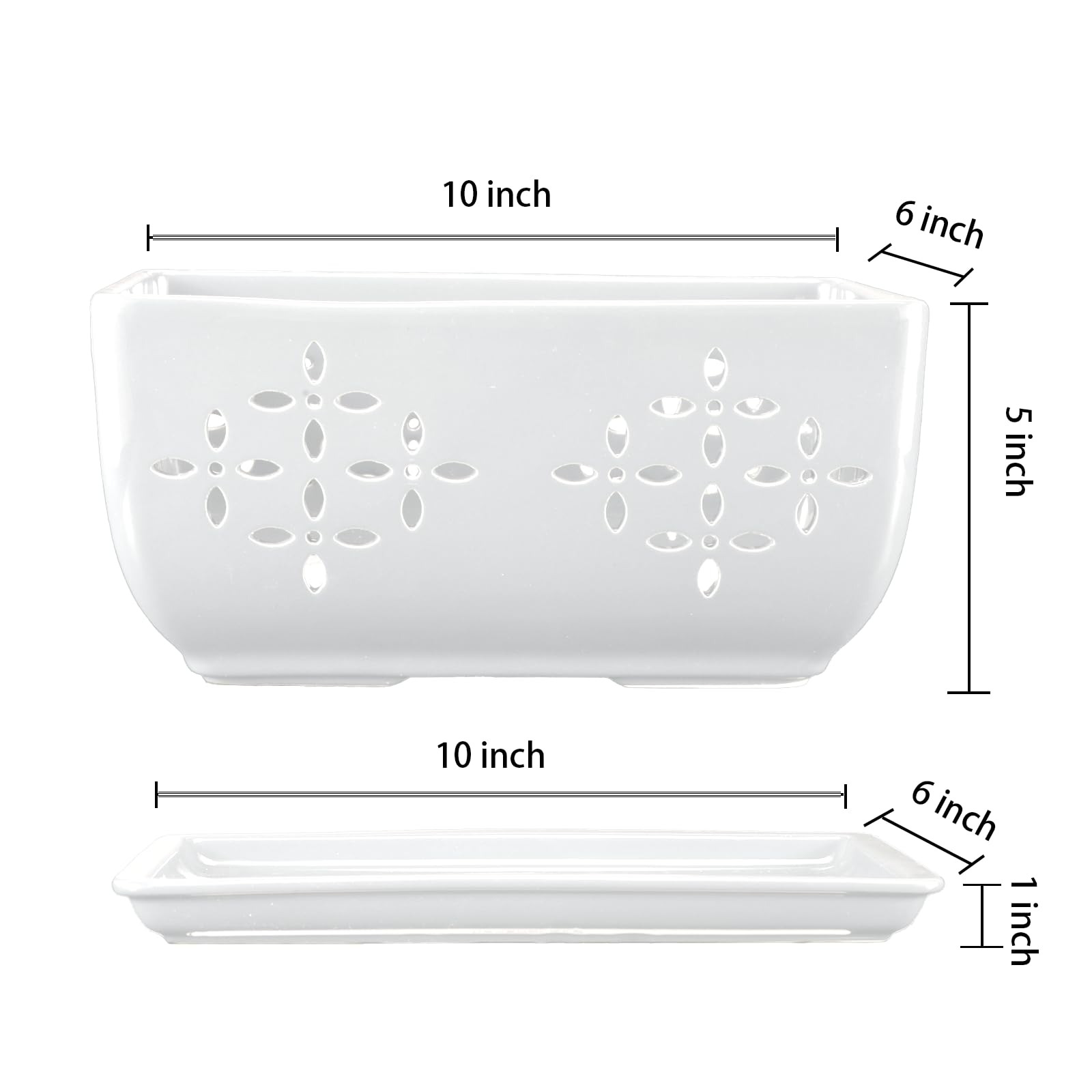 Sanmudecor pot next to ruler and hand showing 10-inch scale for placement planning