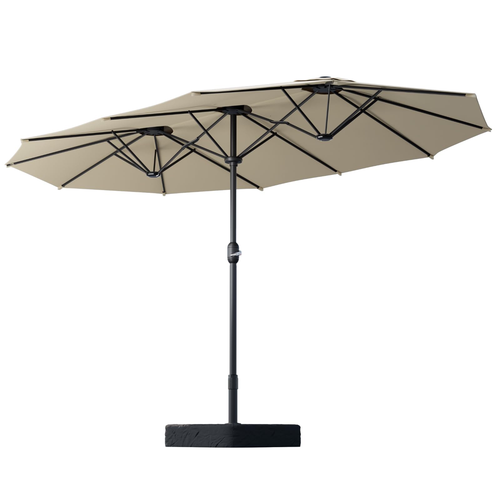 Sannwsg front view of open 15ft umbrella showing full canopy and coverage benefit