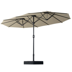 Sannwsg front view of open 15ft umbrella showing full canopy and coverage benefit