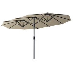 Sannwsg front view of 15ft umbrella showing broad shade and coverage benefit