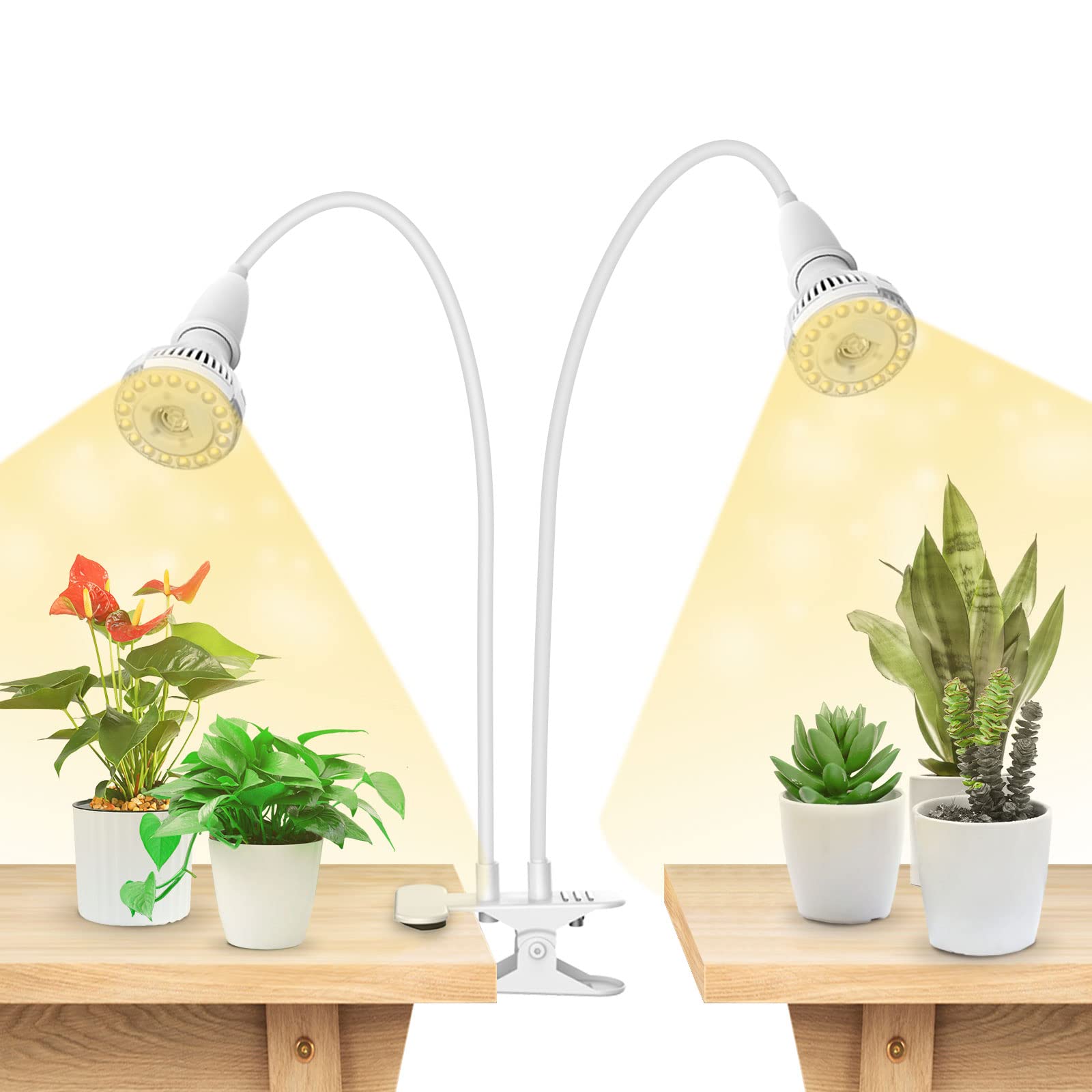 SANSI clip-on front view showing compact grow light, providing focused supplemental light