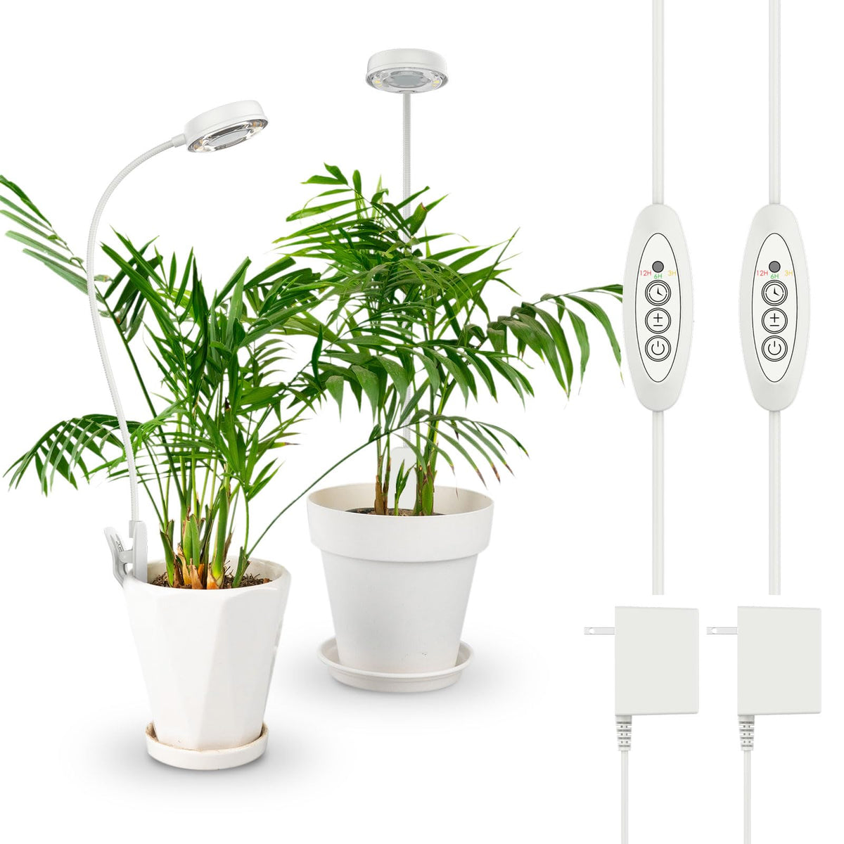 SANSI clip-on grow light front view showing compact lamp and clamp, ideal for tight spaces