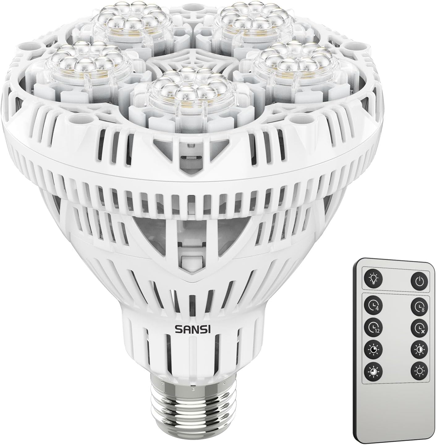 SANSI front view of the 30W grow bulb showing design and labeling benefit efficient installation