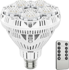 SANSI front view of the 30W grow bulb showing design and labeling benefit efficient installation