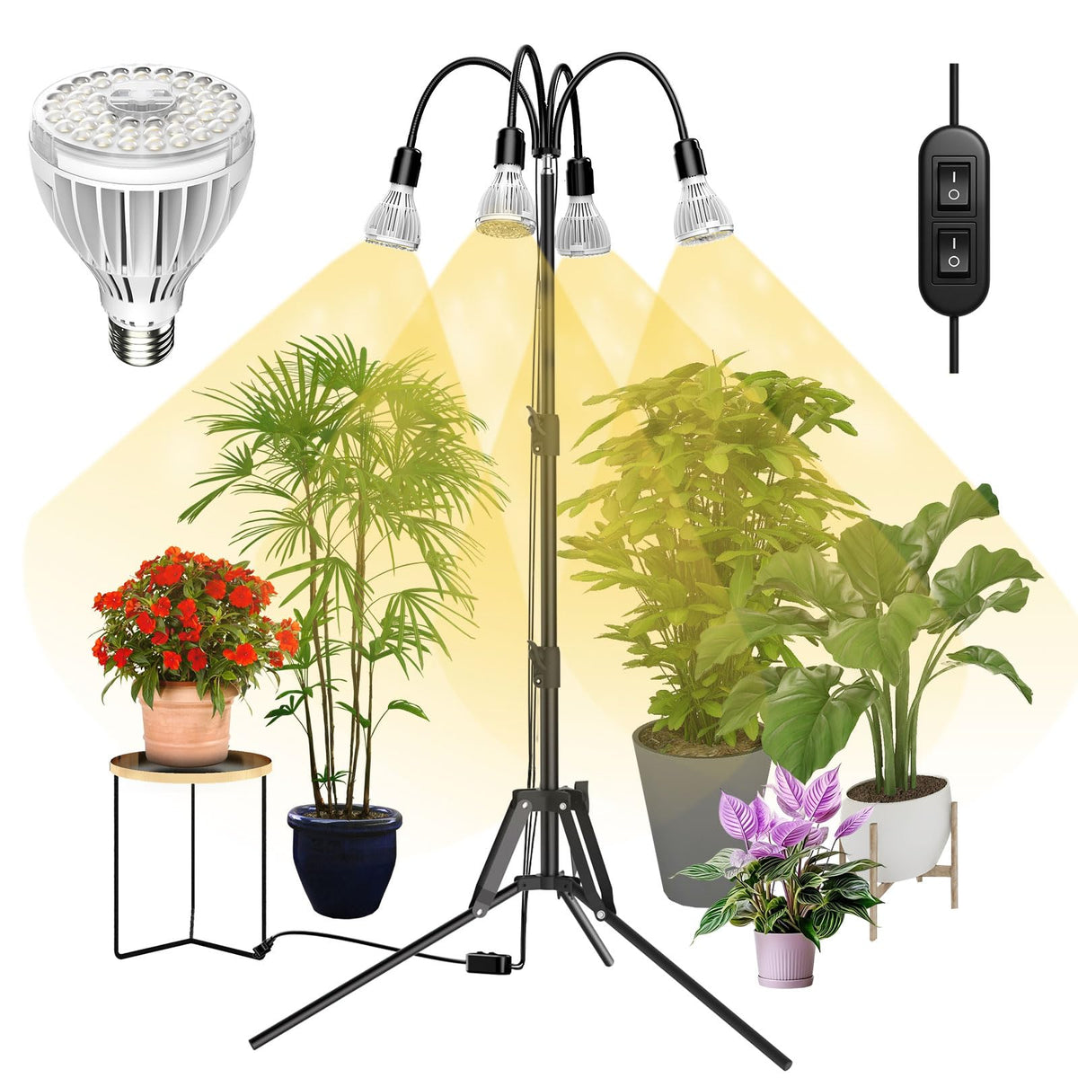 SANSI front view of assembled grow light showing full fixture benefit even coverage