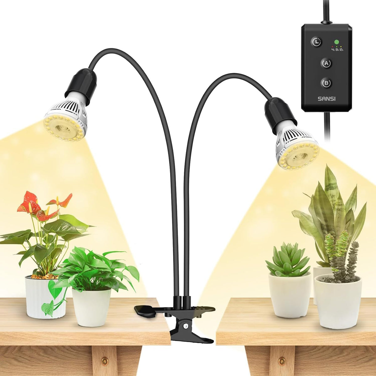 SANSI front view assembled showing compact grow light providing even coverage