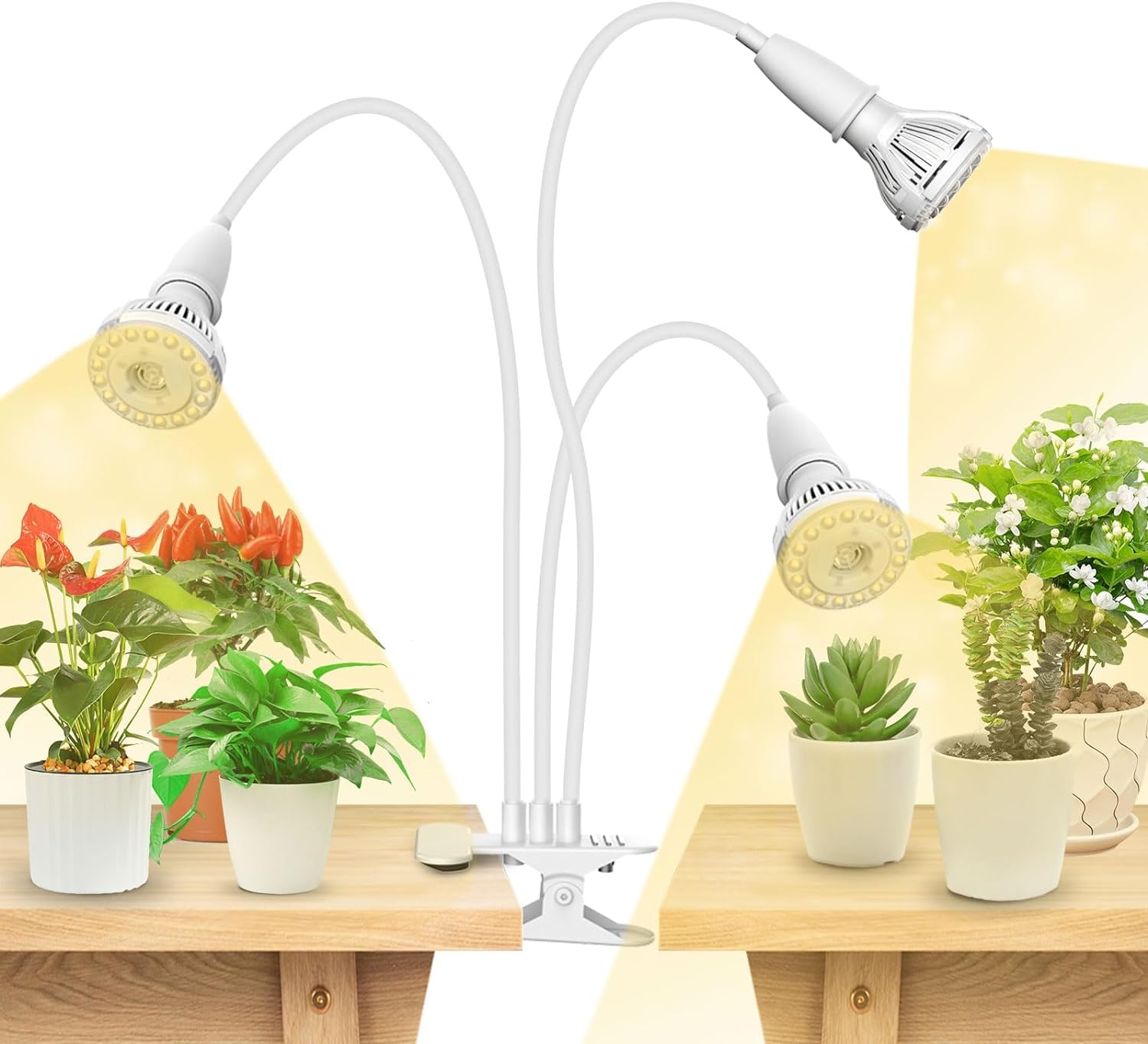SANSI clip-on grow light front view showing compact design and easy mounting benefit