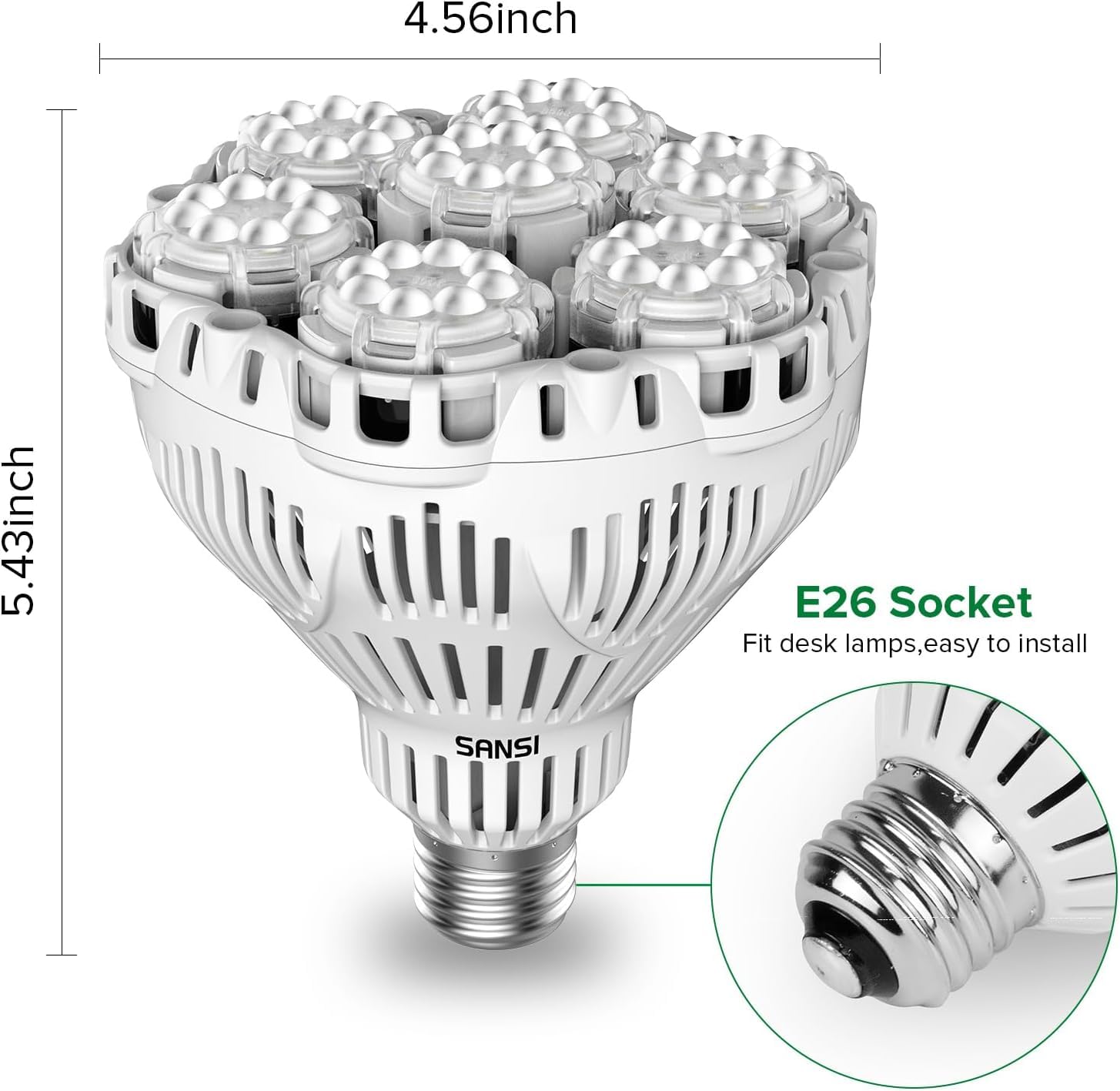 SANSI bulb size comparison in hand showing compact fit and easy installation