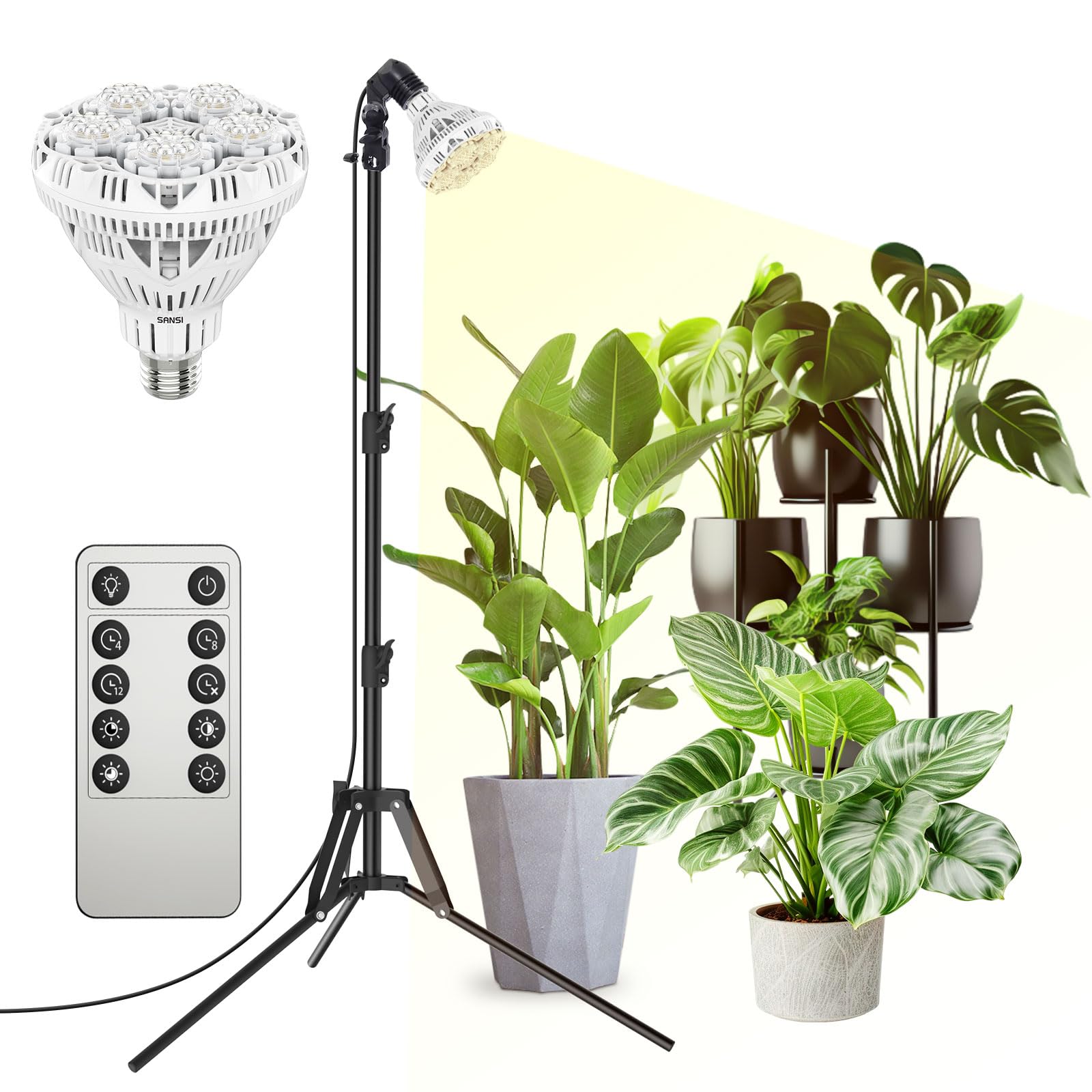 SANSI front-angle view showing full-spectrum glow and even plant coverage