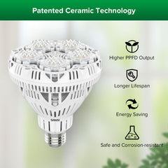 SANSI rotated light head illustrating directional control for canopy coverage
