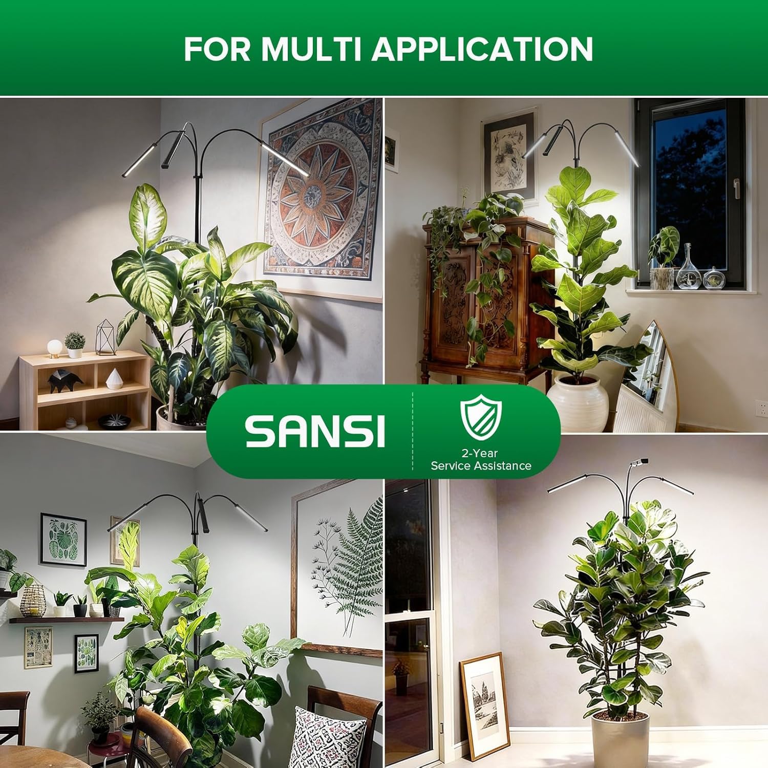 SANSI lifestyle indoor room setup illustrating discreet design and plant-friendly lighting