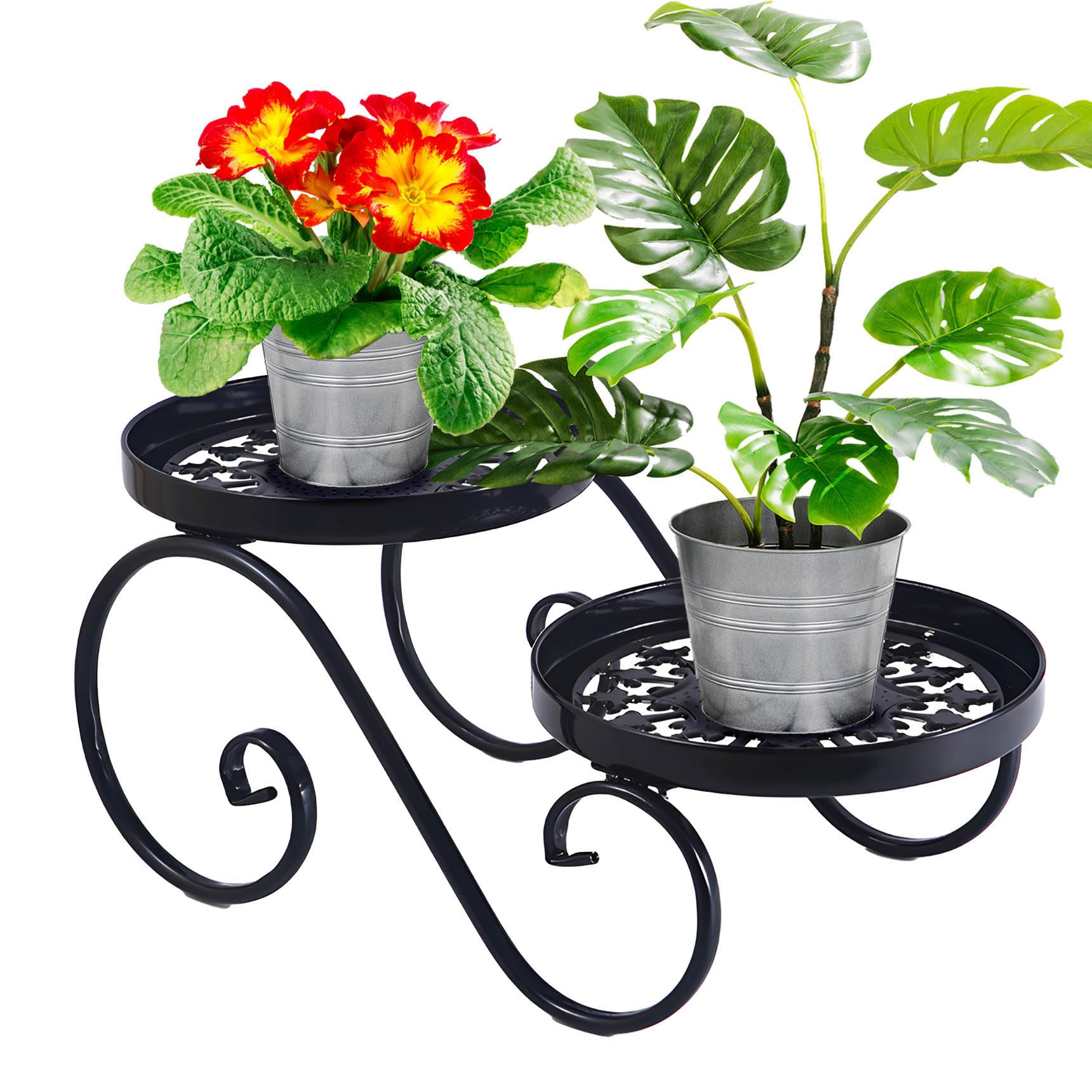 Santentre 2-tier plant stand front view showing balanced display benefit