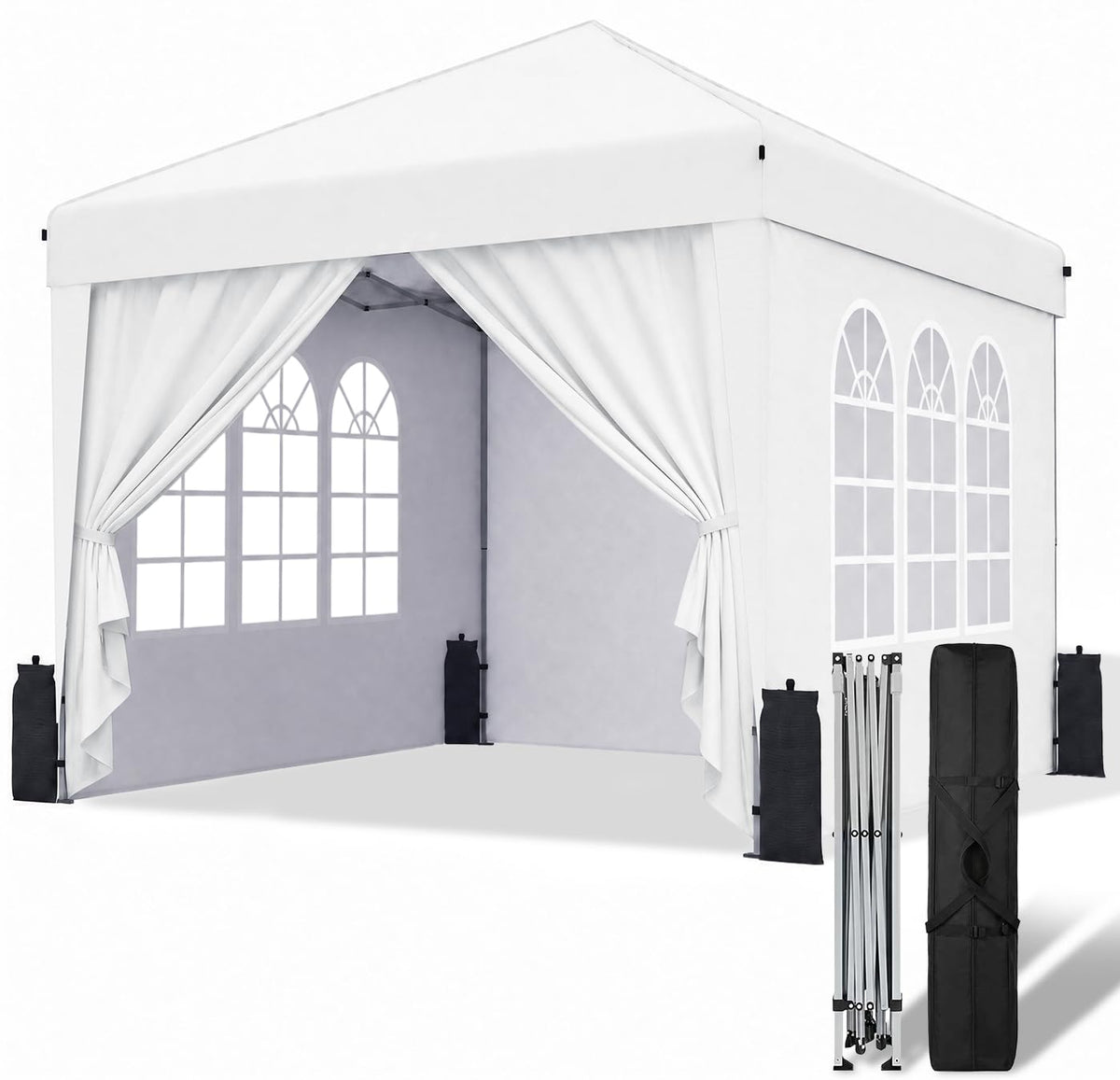 SANWAY front view of 10x10 canopy showing full coverage and shade benefit