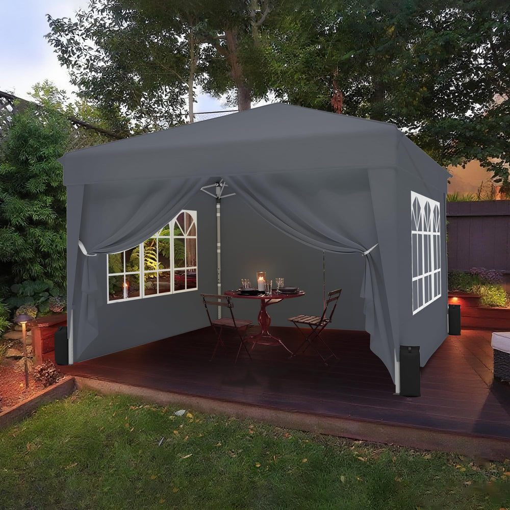 SANWAY canopy in backyard party scene demonstrating comfortable shelter