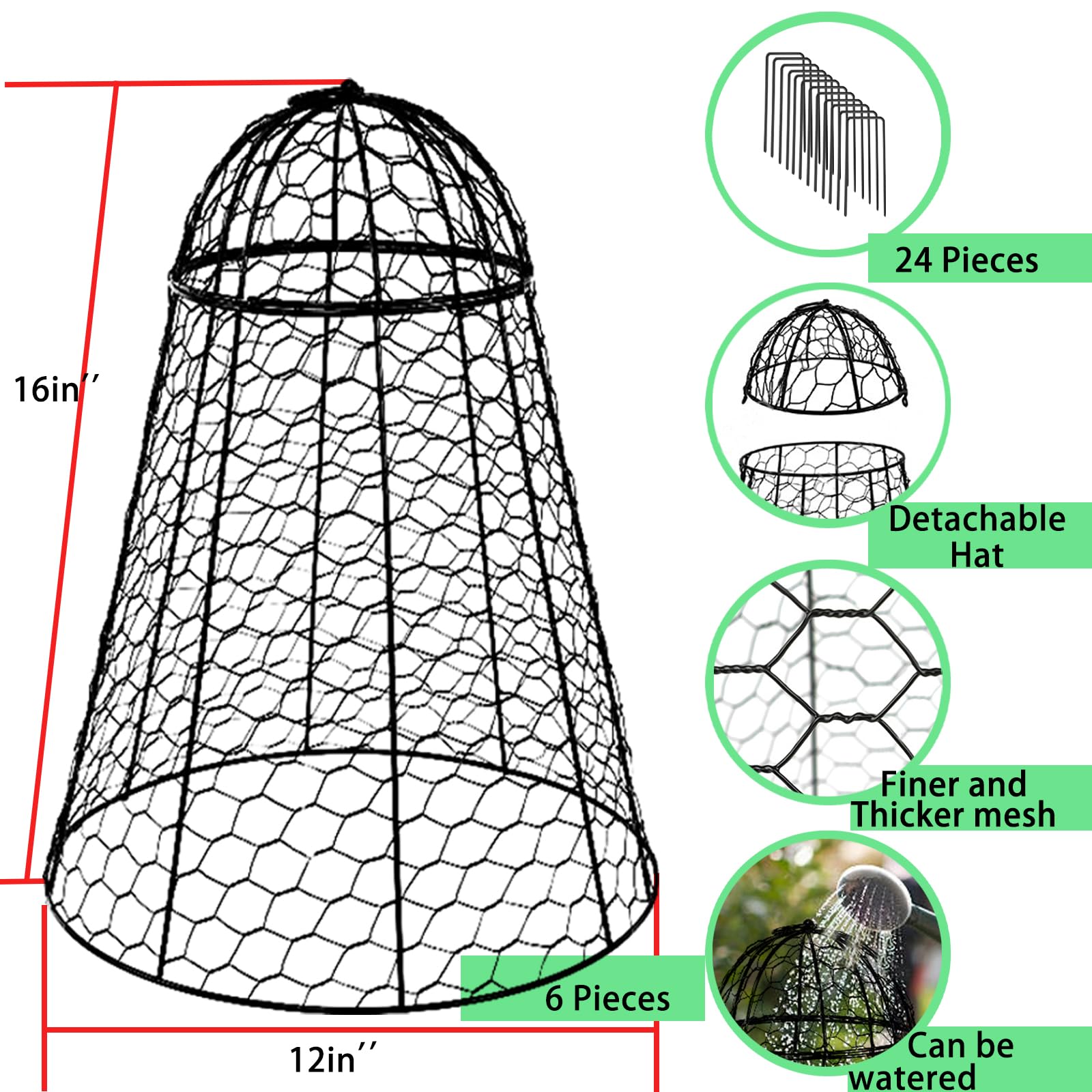 Sapbontchi cloches covering garden bed rows, keeps vegetables safe from critters