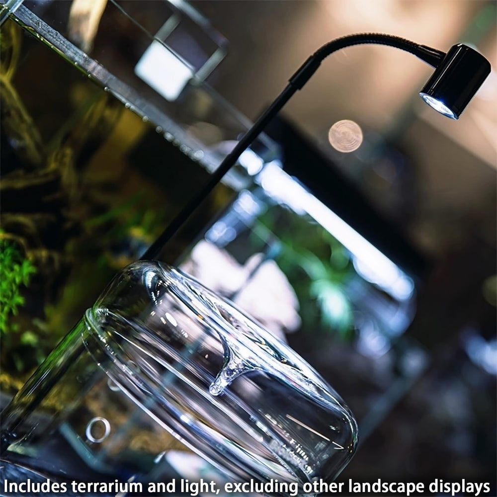 SARUFO terrarium on a desk in a home office adding green décor and calming atmosphere