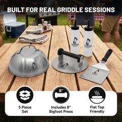 Sasquash wide spatula blade by Sasquash lifting patties with precise coverage