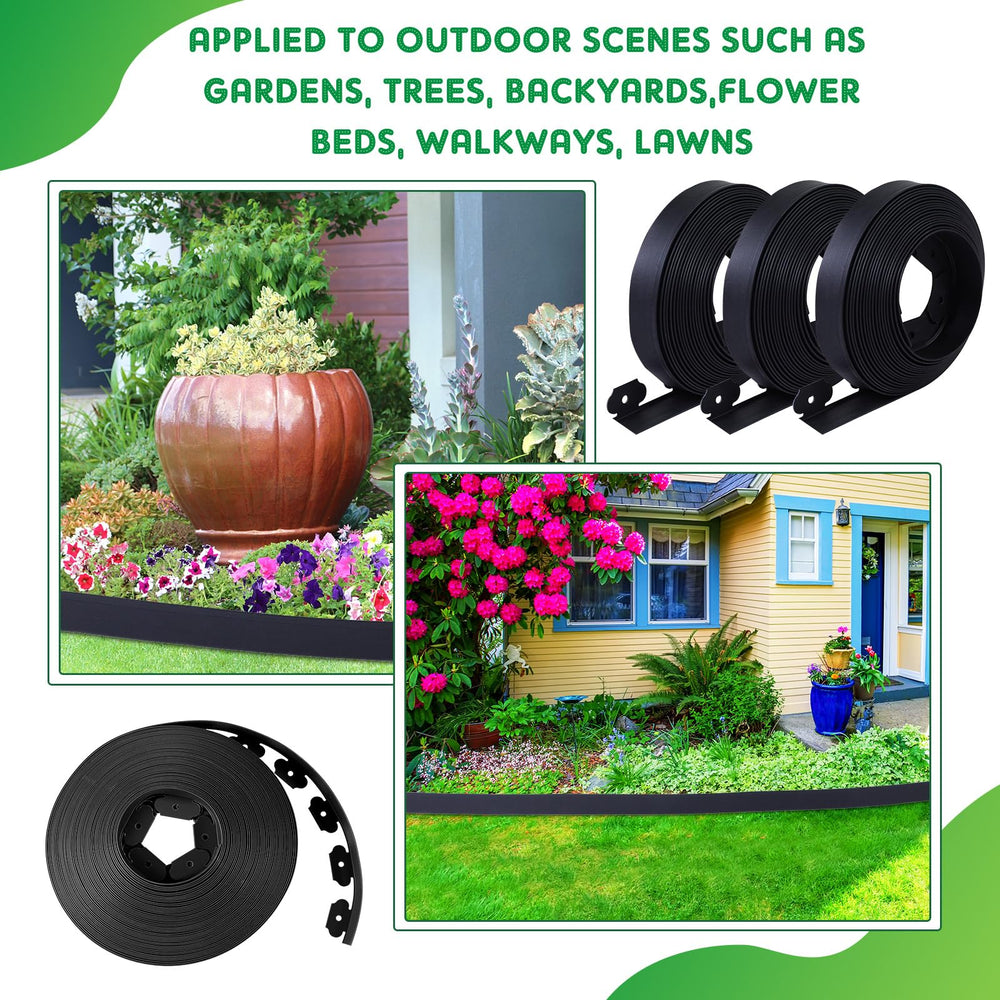 Sasylvia flexible edging installed around curved flower bed for clean separation