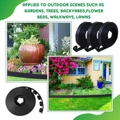 Sasylvia flexible edging installed around curved flower bed for clean separation