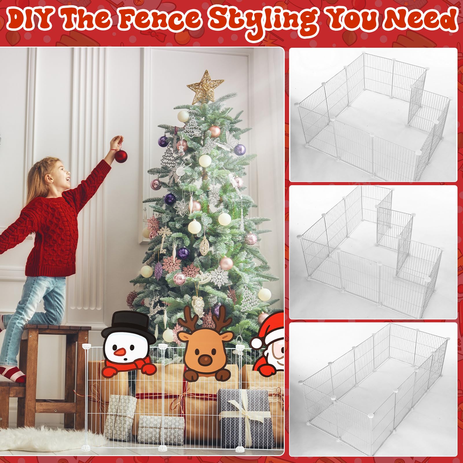 Sasylvia fence used on lawn garden creating a festive outdoor holiday scene