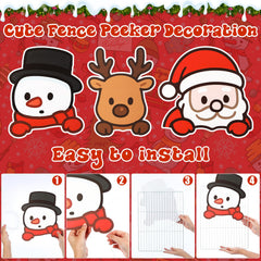 Sasylvia Santa deer snowman peekers close-up adding whimsical holiday charm