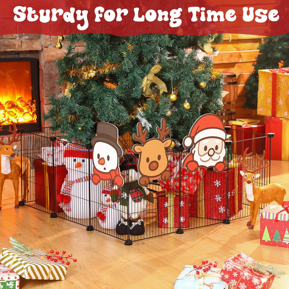 Sasylvia Santa deer snowman peekers clipped to fence adding festive character and photo-ready detail