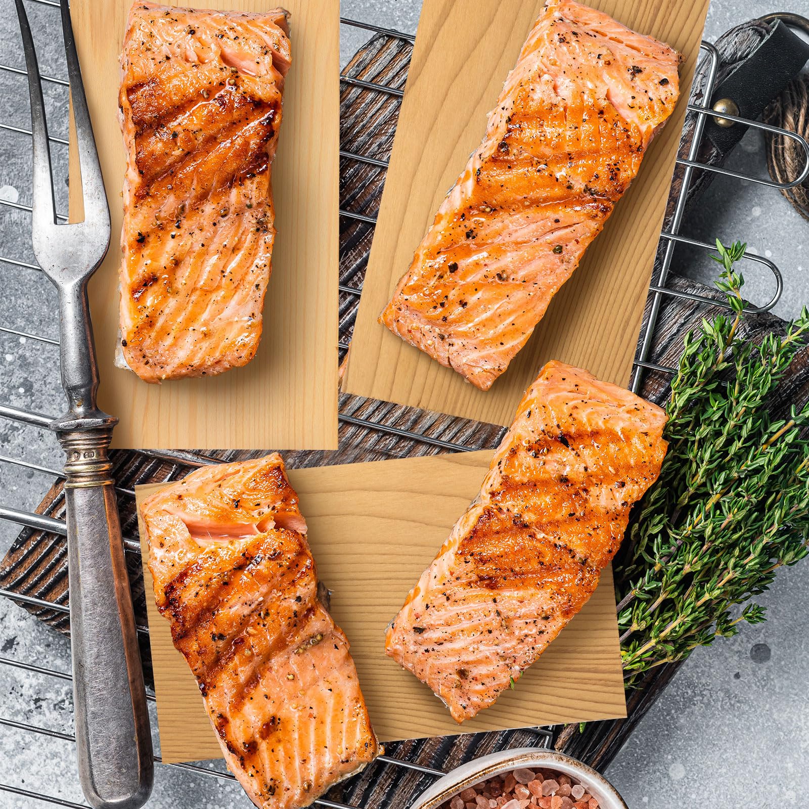 Sasylvia grilled salmon on cedar plank showcasing moist, aromatic finish