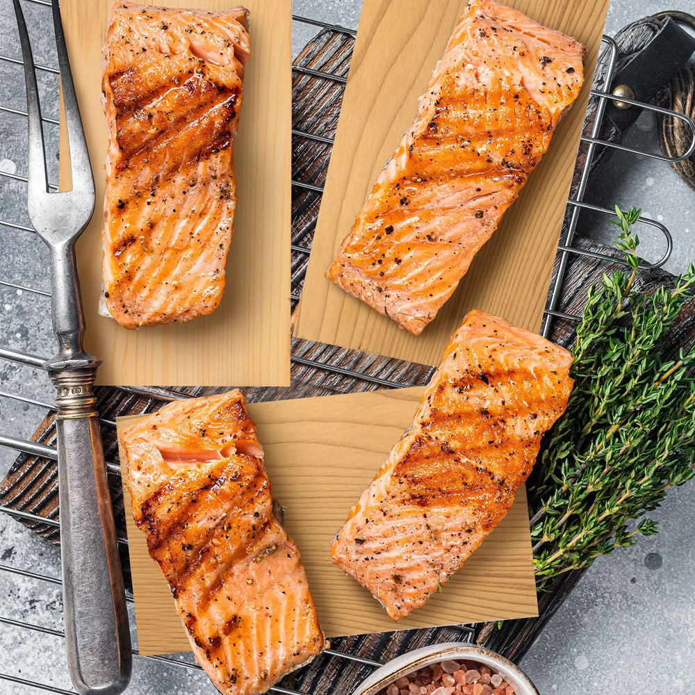 Sasylvia grilled salmon on cedar plank showcasing moist, aromatic finish