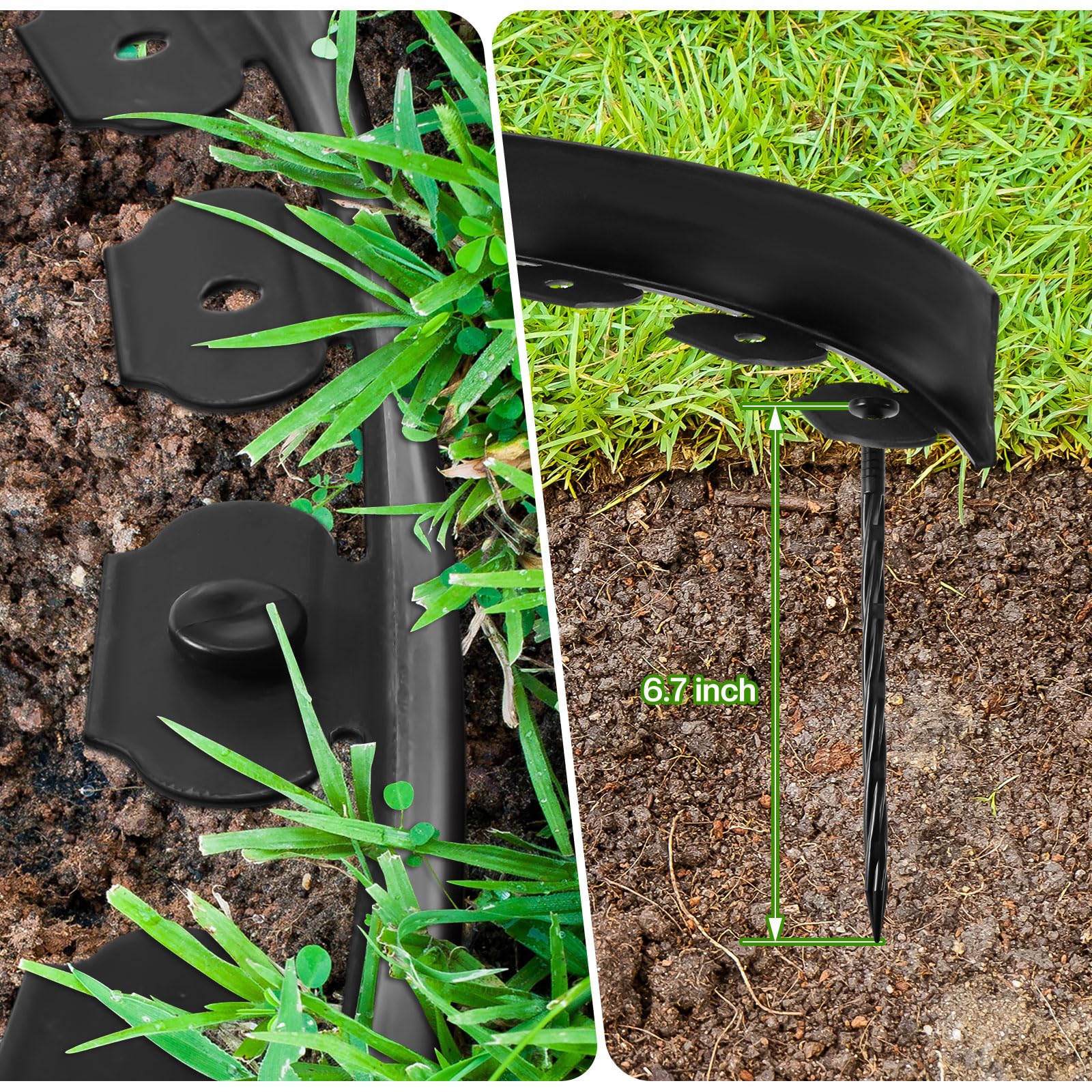 Sasylvia spiral spike detail anchored in soil showing secure hold and frost resistance benefit