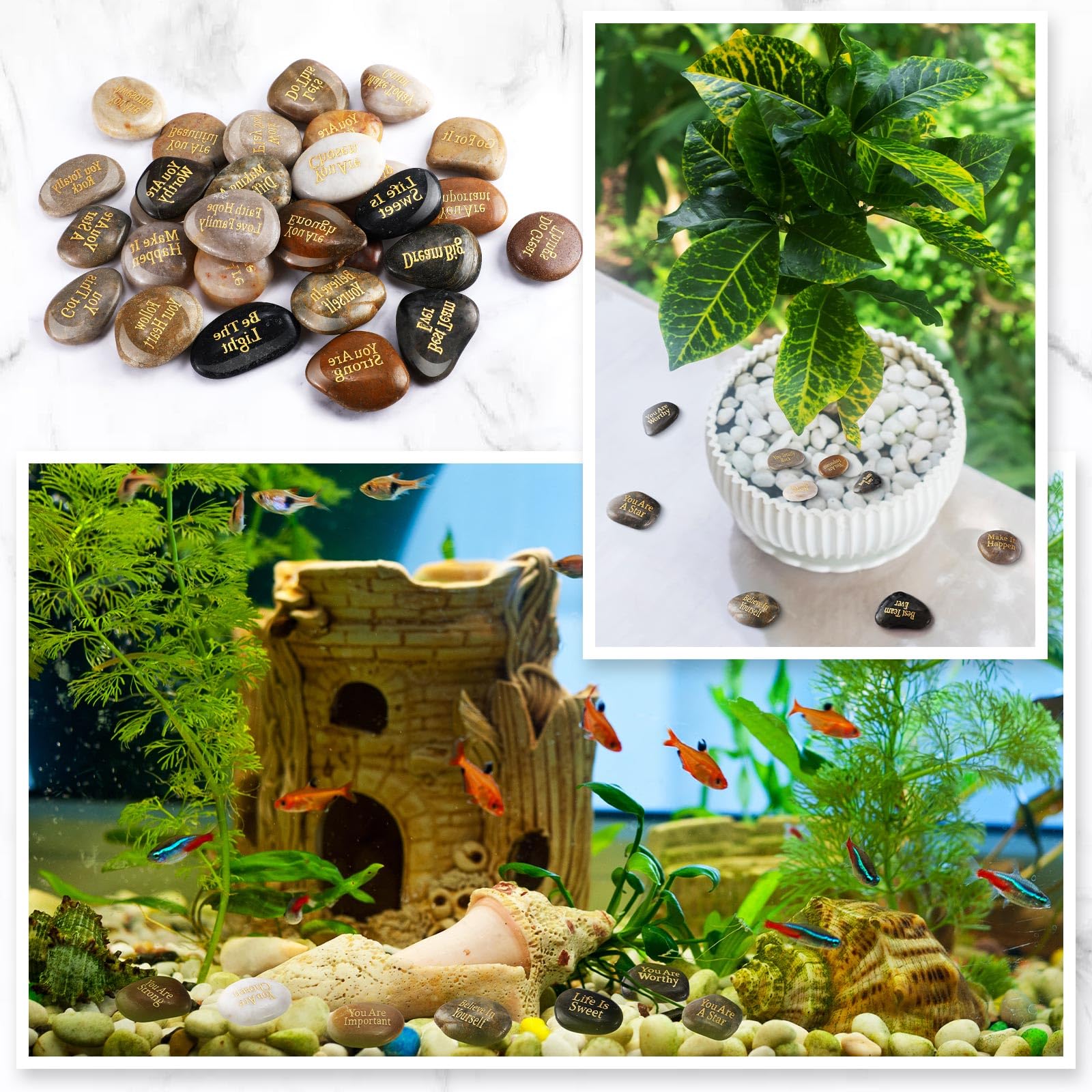 Sasylvia stones arranged on desk boosting focus and workspace decor